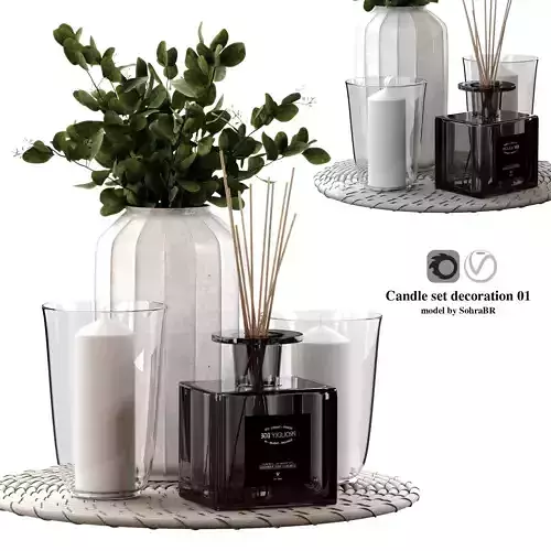 Candle decorative set with eucalyptus 001