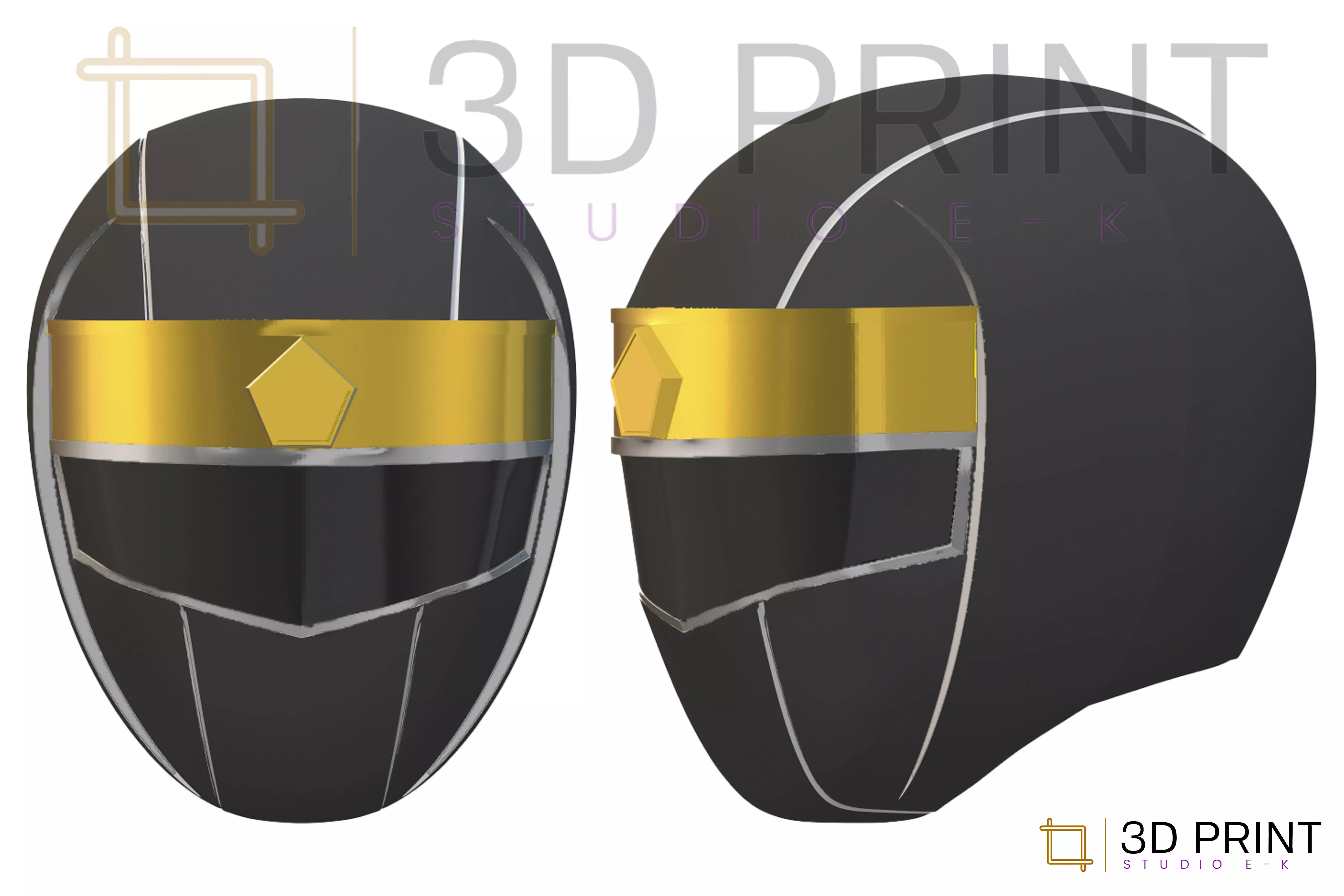 Power Rangers Alien MMPR Black Ranger helmet 3D print model_0