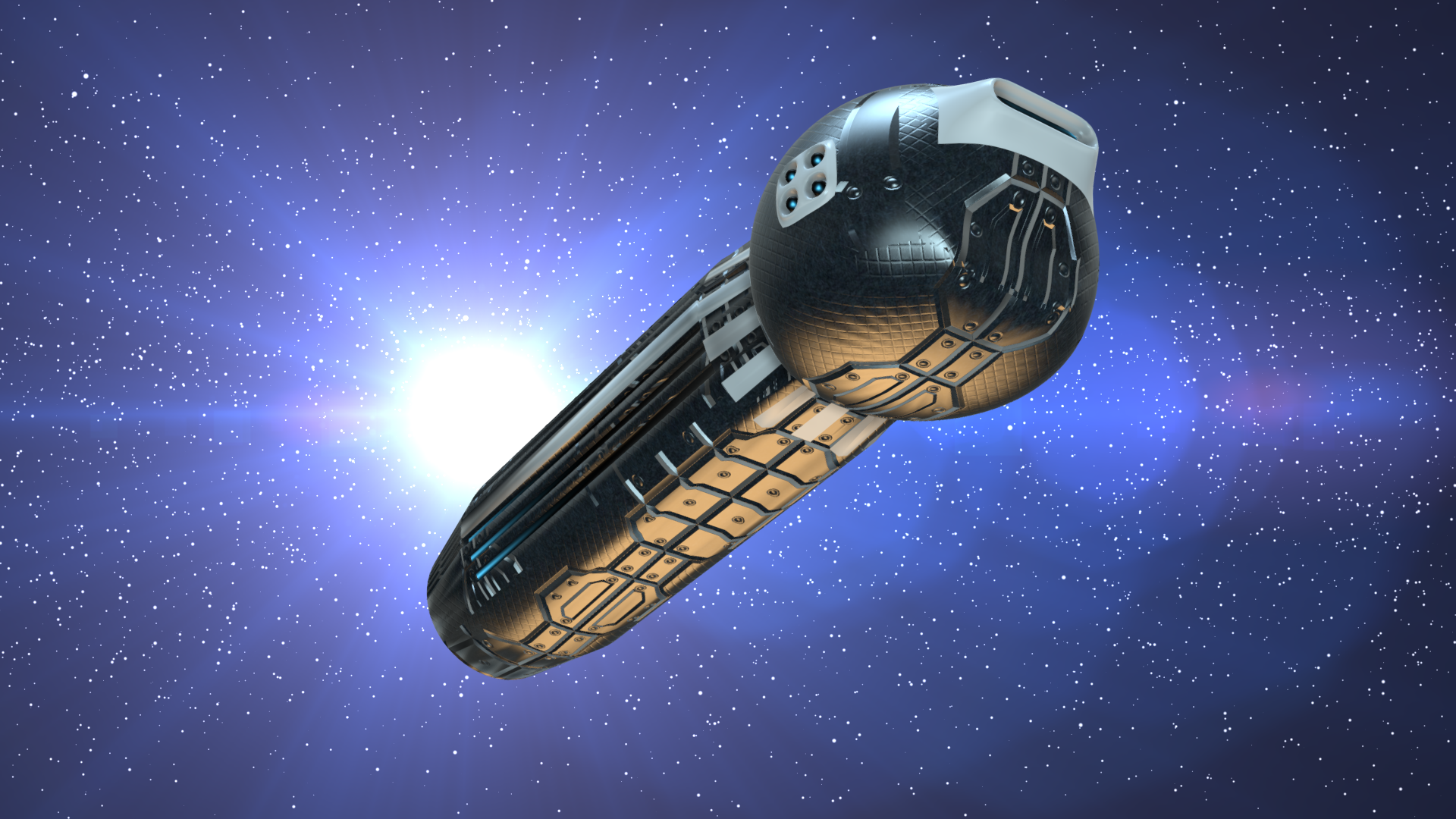 The Penetrator spaceship in space 3D model_9