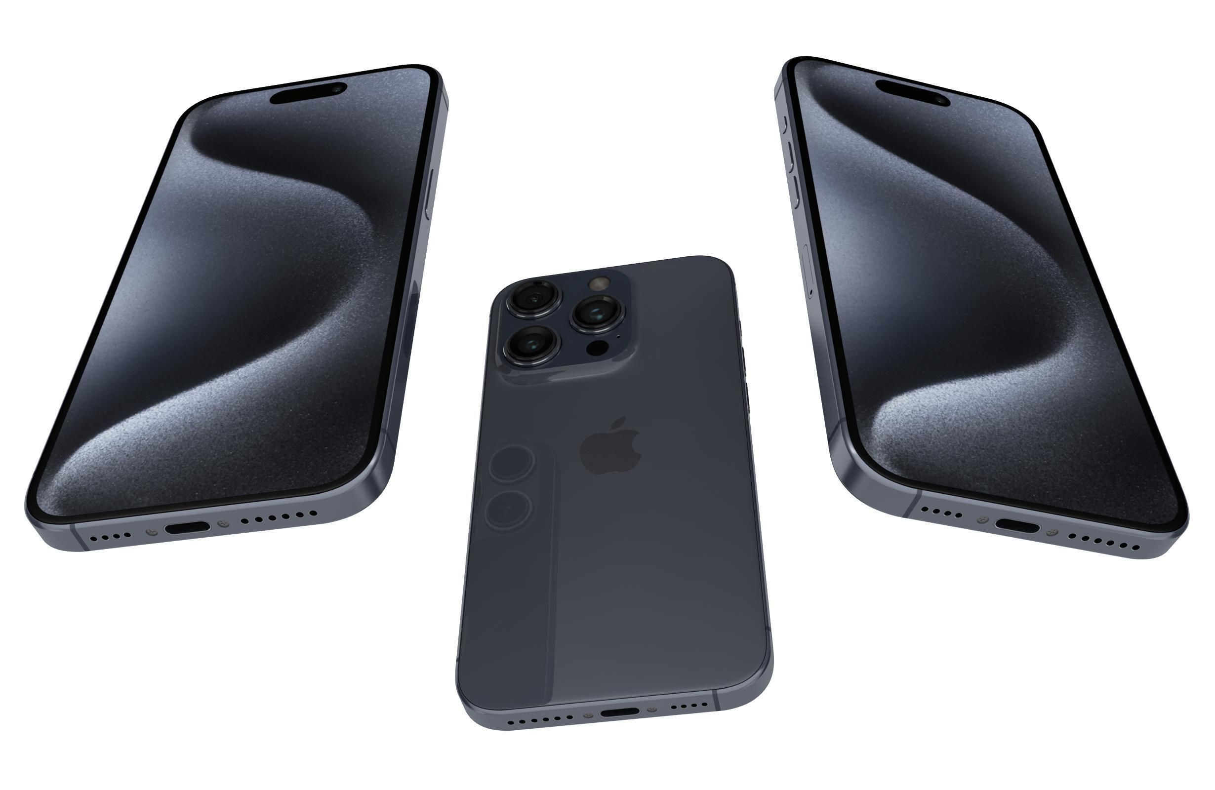 Apple iPhone 15 Pro Blue Titanium 3D model_2