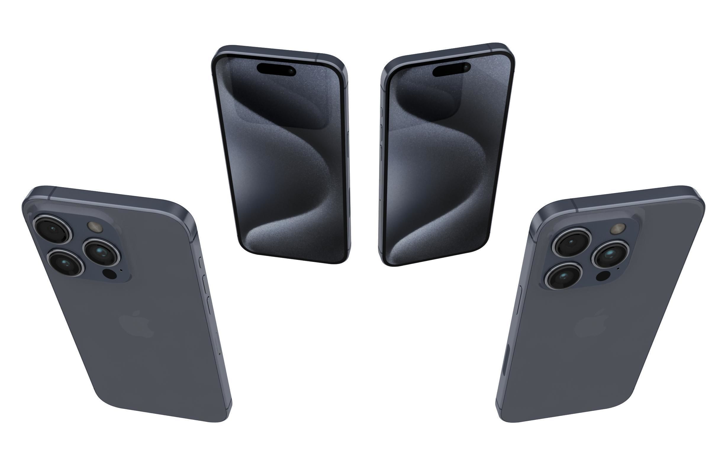 Apple iPhone 15 Pro Blue Titanium 3D model_4