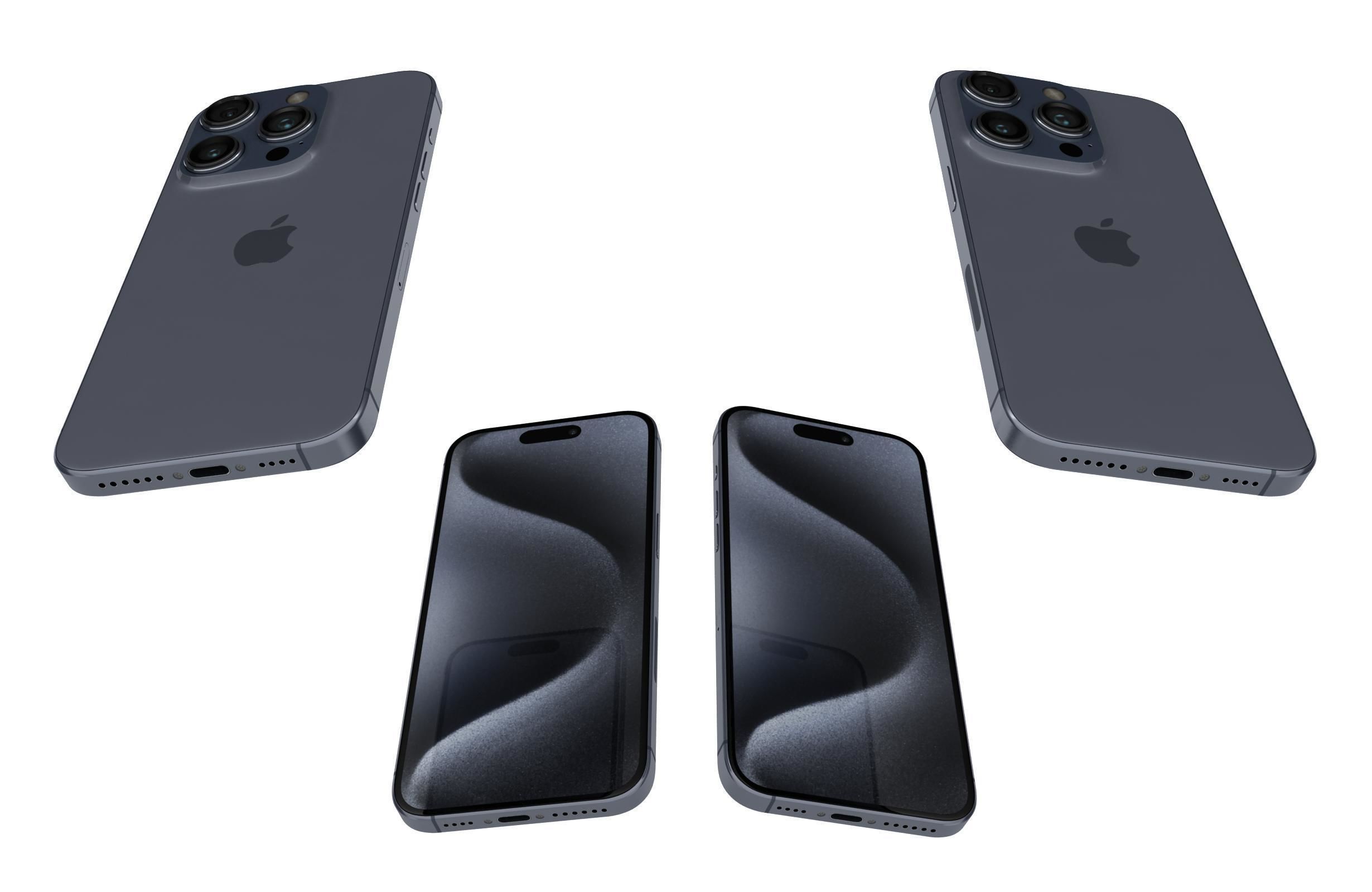 Apple iPhone 15 Pro Blue Titanium 3D model_5