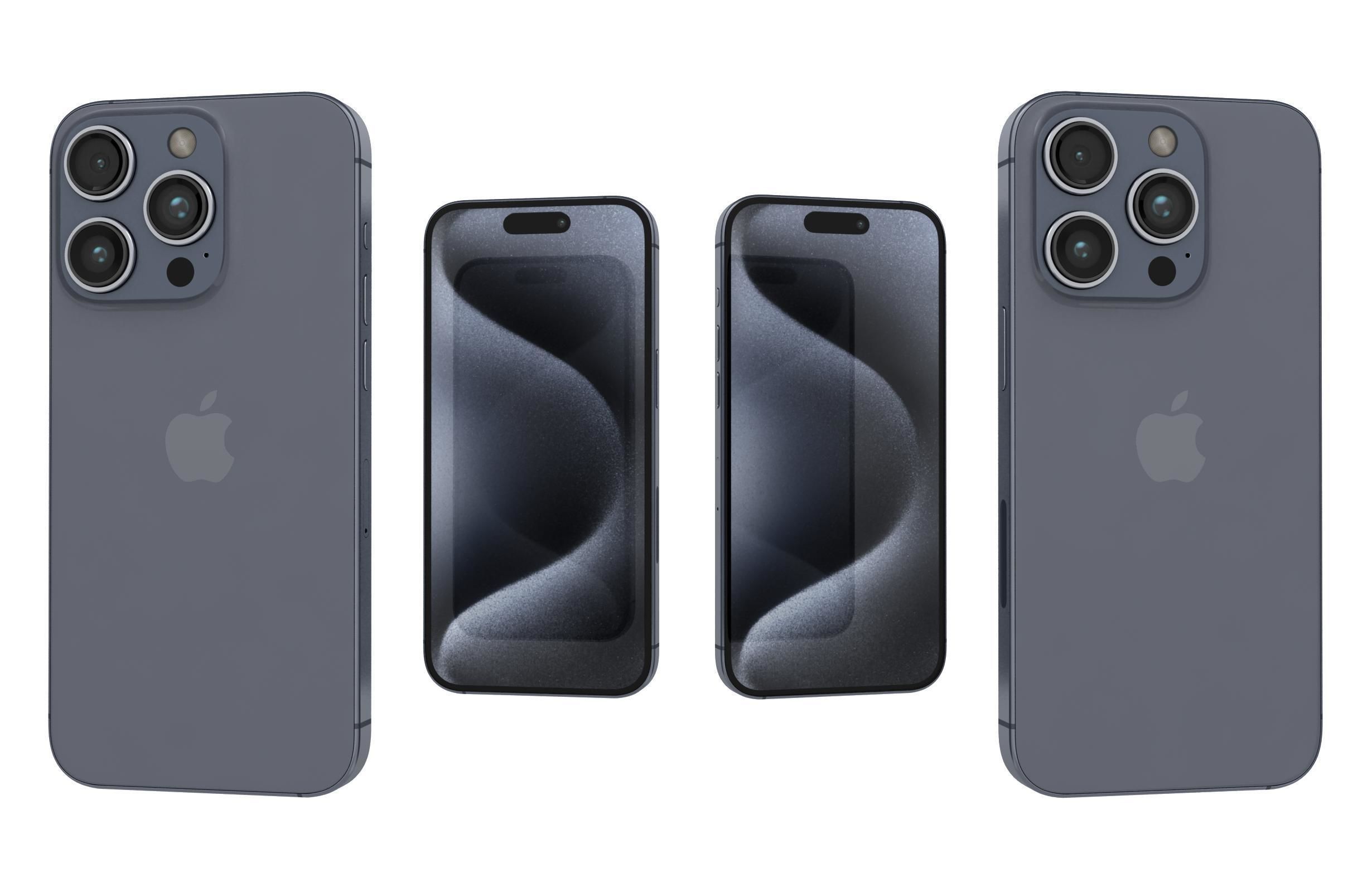 Apple iPhone 15 Pro Blue Titanium 3D model_3