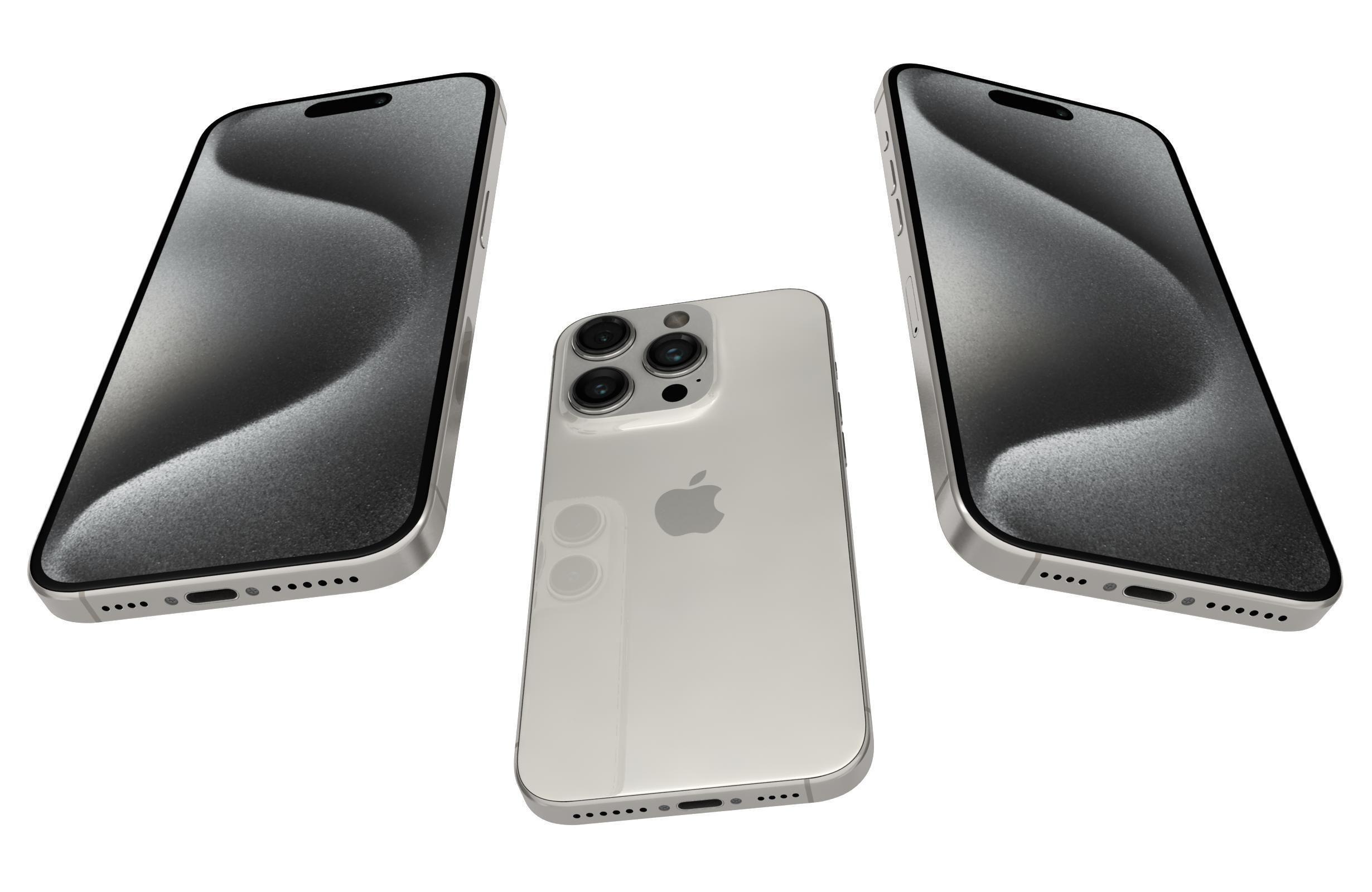 Apple iPhone 15 Pro White Titanium 3D model_2