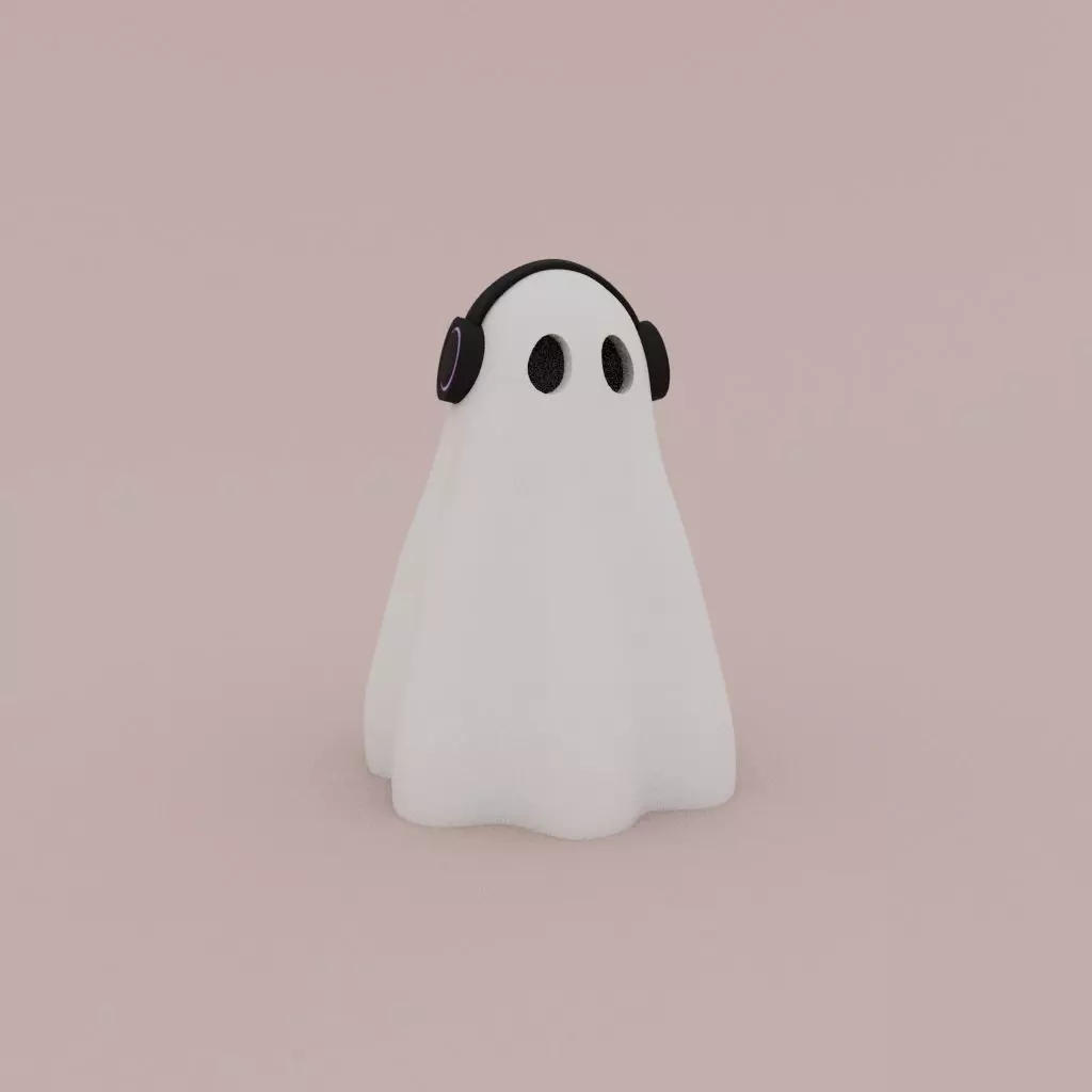 Cute little Music lover Ghost 3D print model_0
