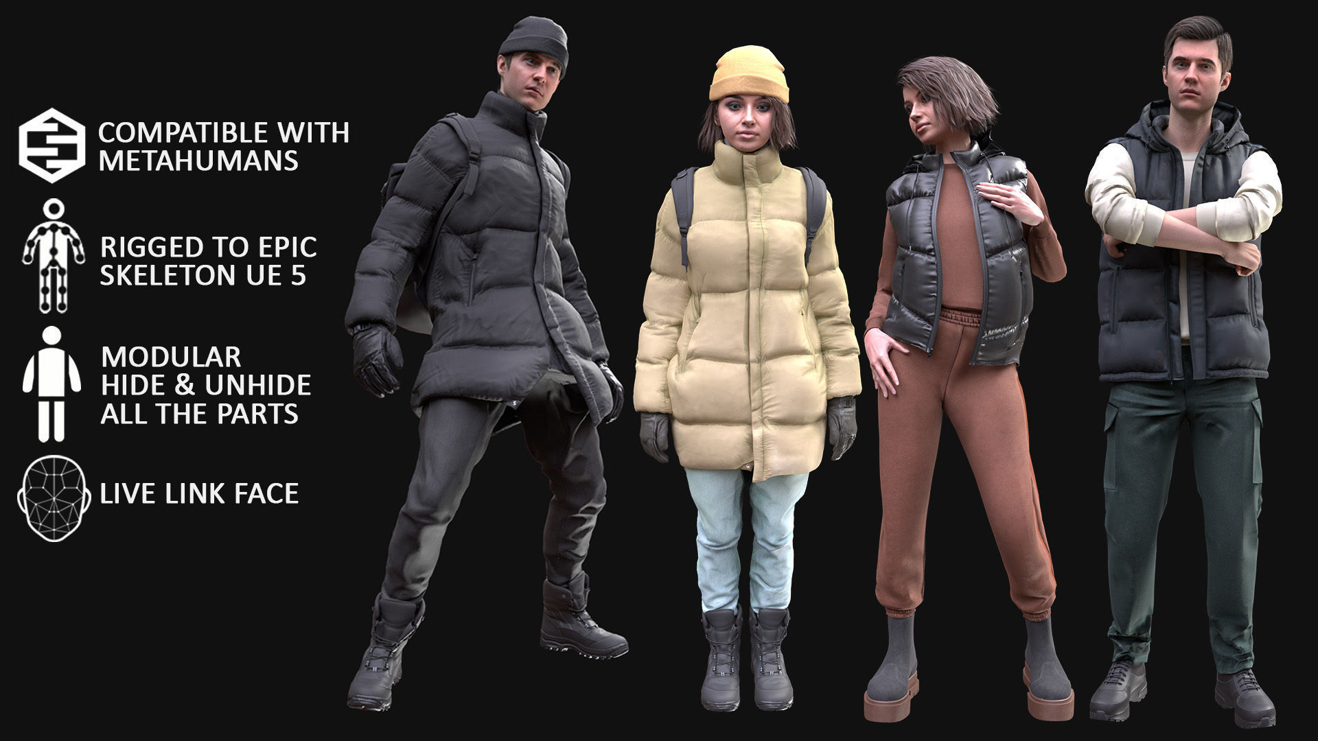 Mens and Womens Winter and Autumn Outfits 3D Model Collection_8