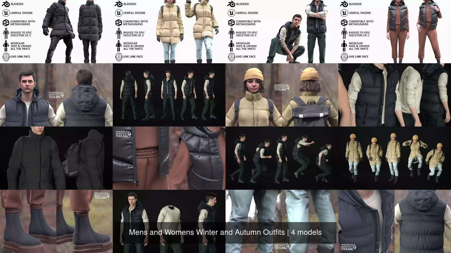 Mens and Womens Winter and Autumn Outfits 3D Model Collection_7