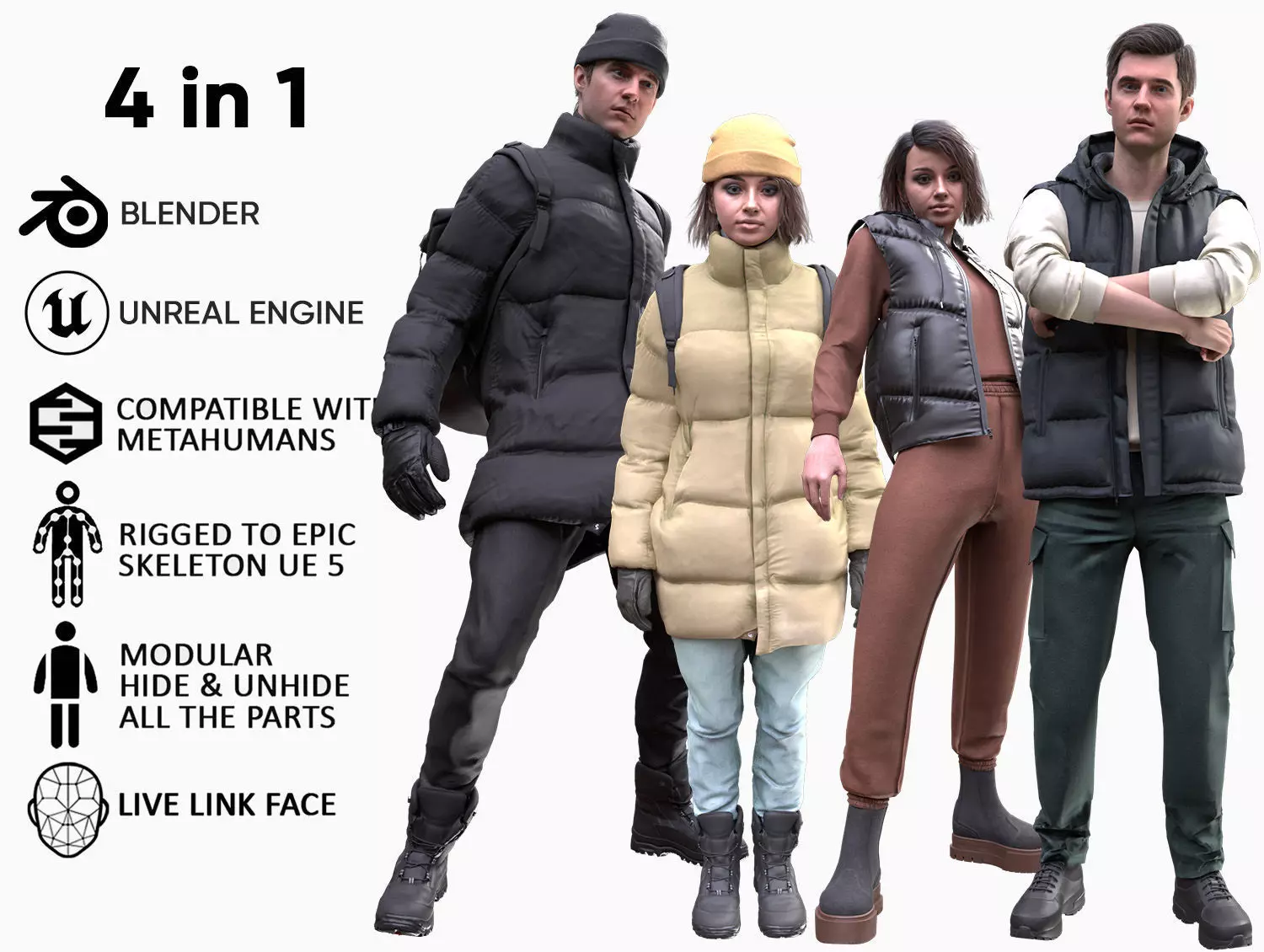 Mens and Womens Winter and Autumn Outfits 3D Model Collection_0