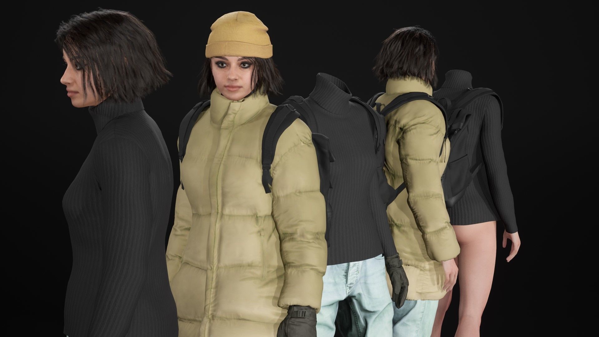 Mens and Womens Winter and Autumn Outfits 3D Model Collection_64