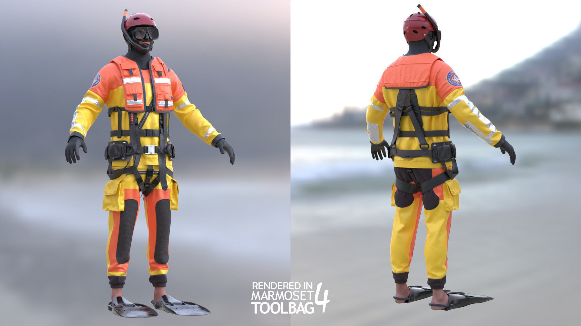 Mens ans Womens Firefighers and Rescuers 3D Model Collection_16