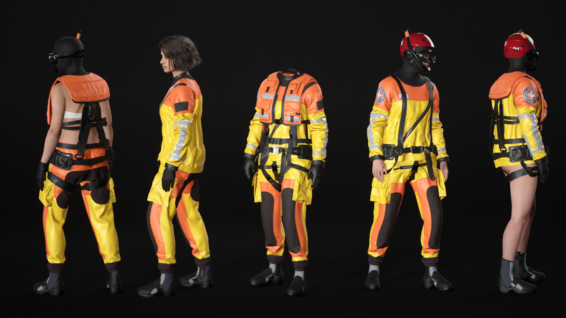 Mens ans Womens Firefighers and Rescuers 3D Model Collection_34