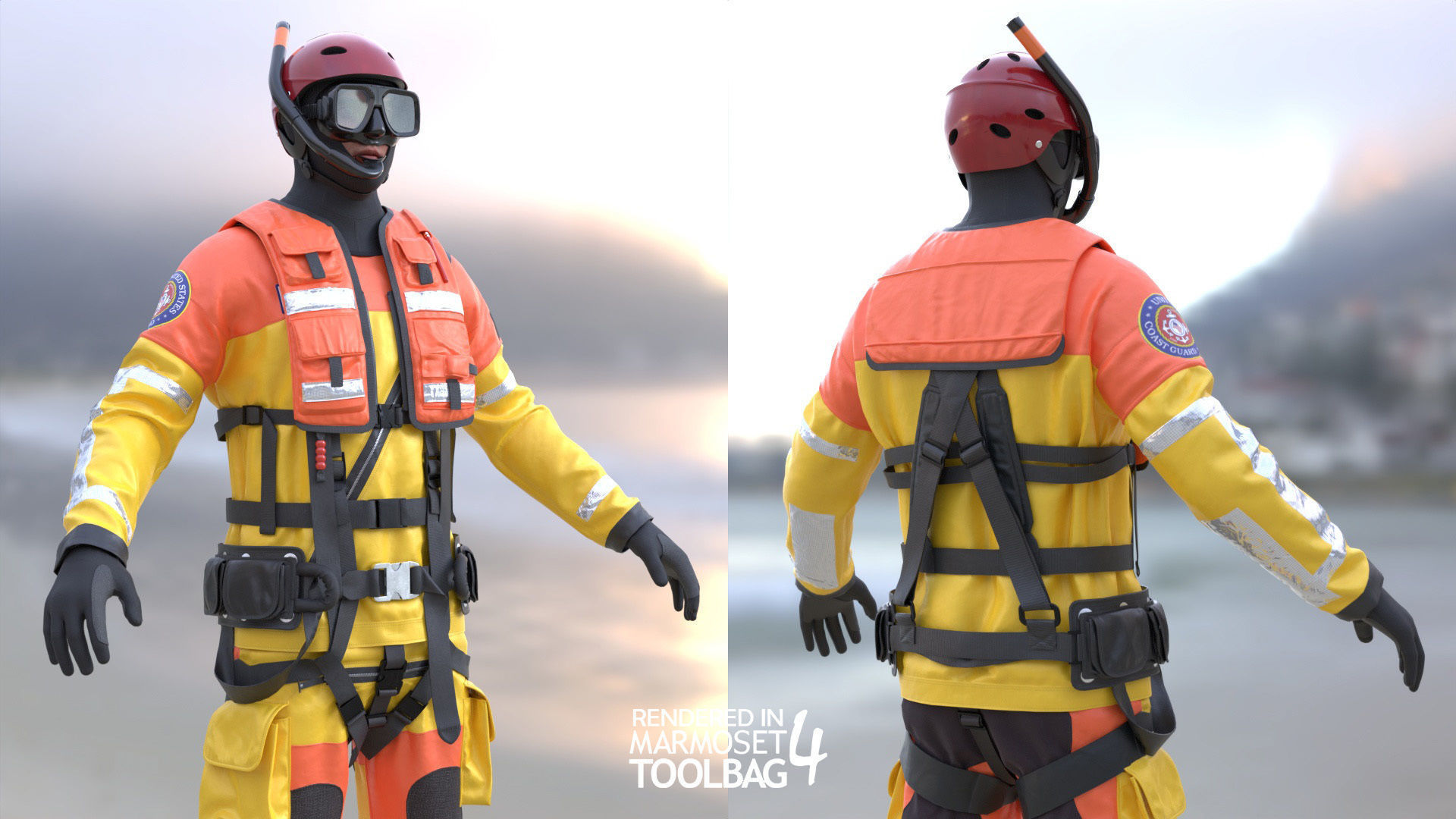Mens ans Womens Firefighers and Rescuers 3D Model Collection_10