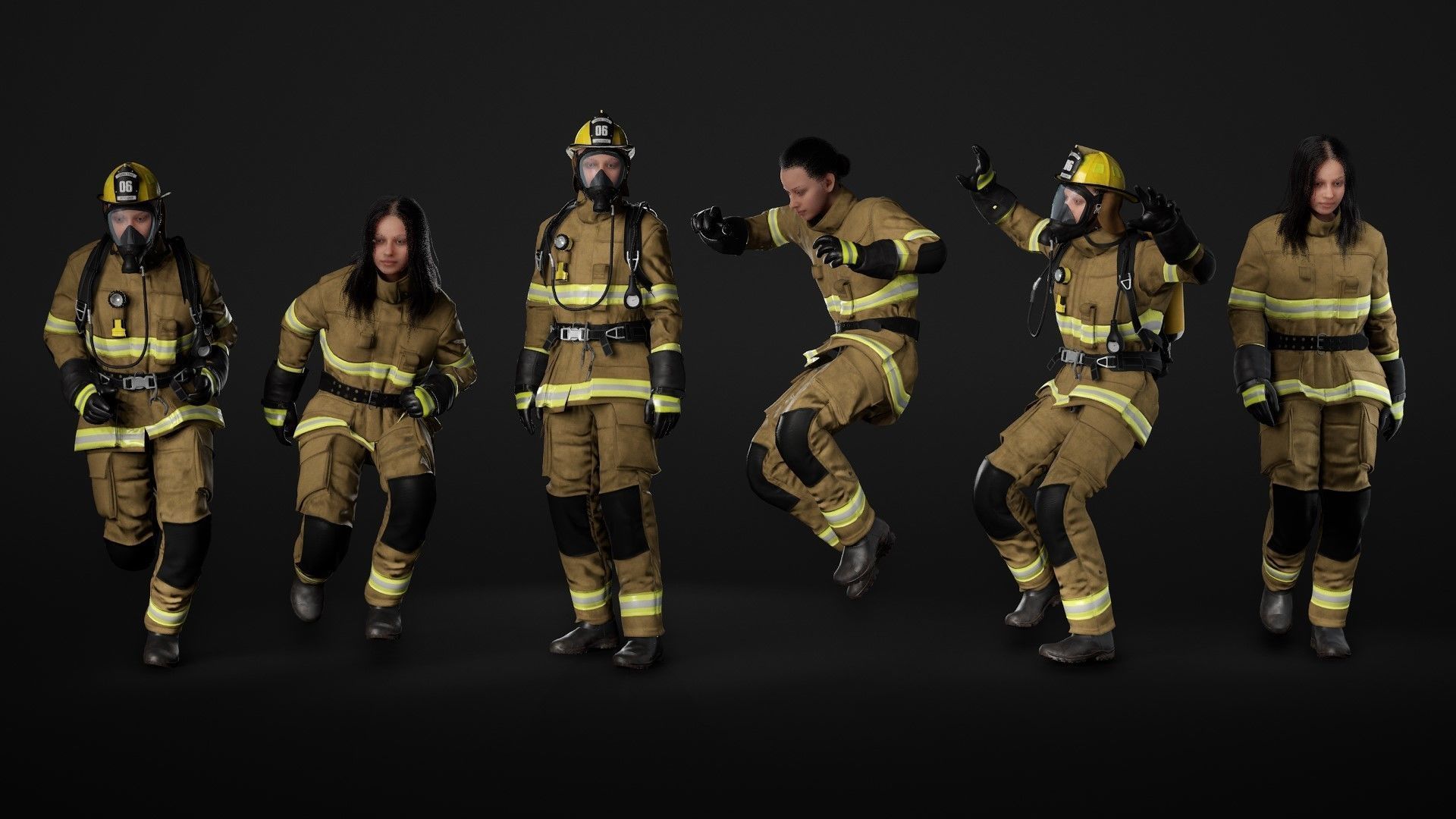 Mens ans Womens Firefighers and Rescuers 3D Model Collection_45