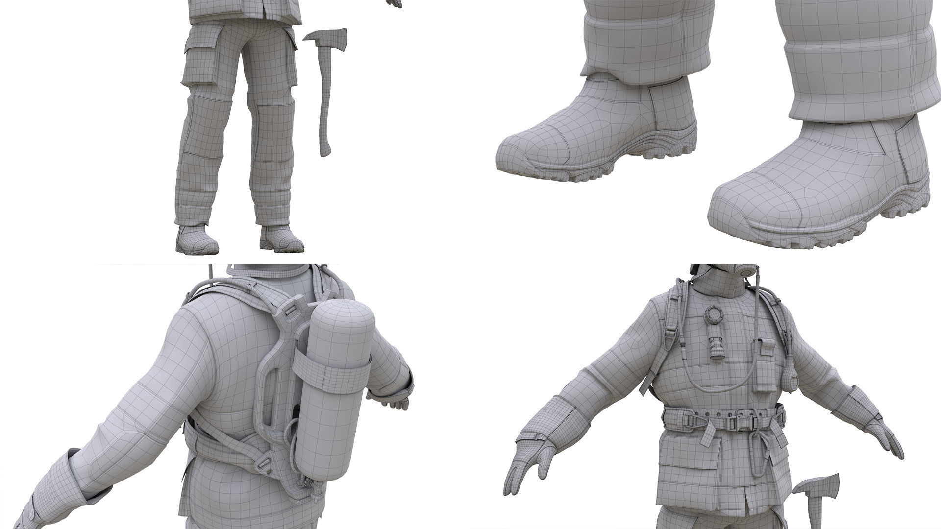 Mens ans Womens Firefighers and Rescuers 3D Model Collection_33