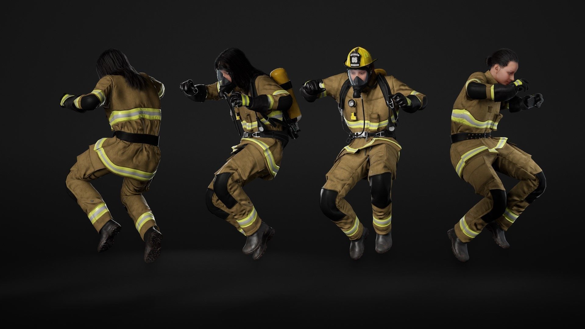 Mens ans Womens Firefighers and Rescuers 3D Model Collection_44