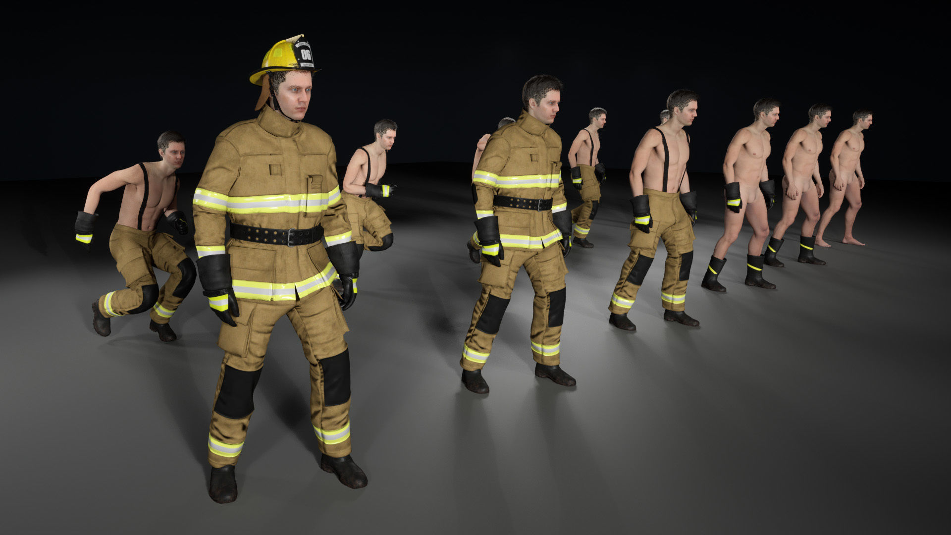 Mens ans Womens Firefighers and Rescuers 3D Model Collection_14