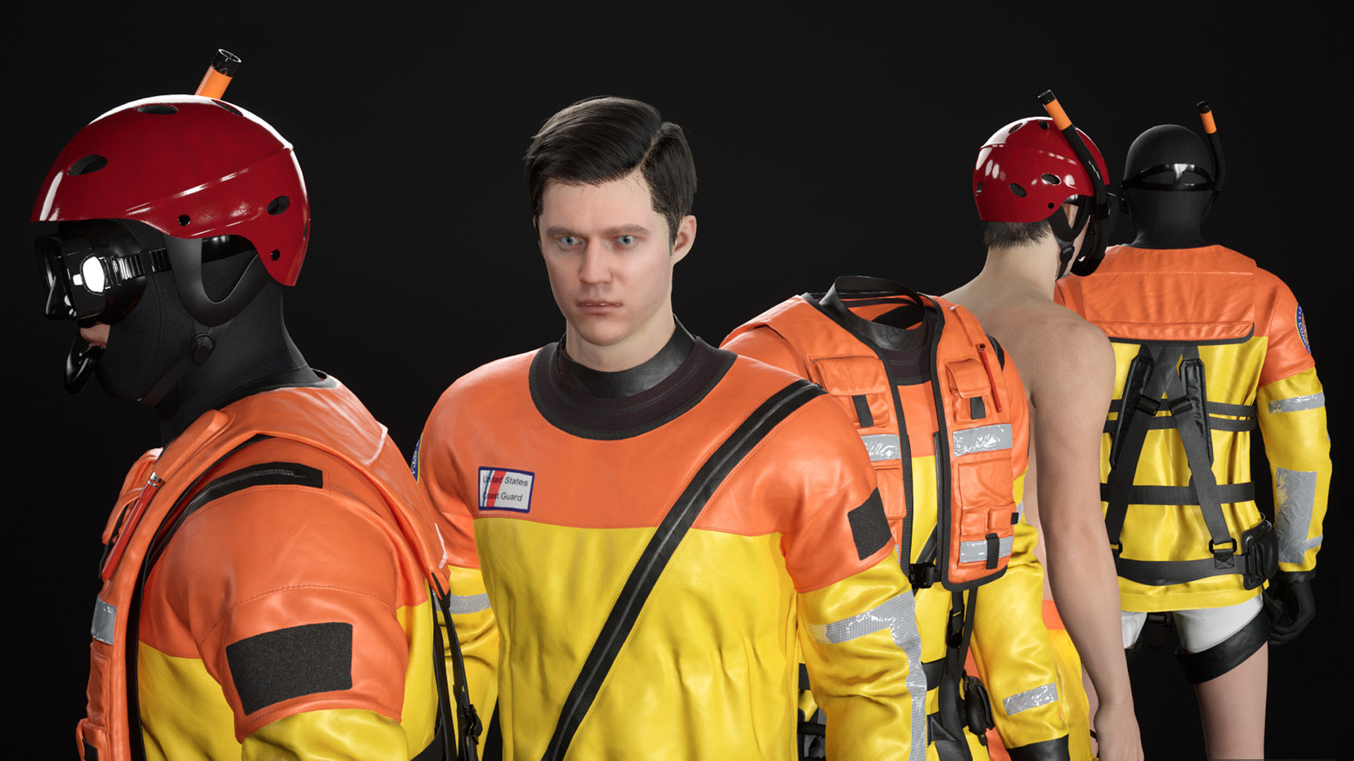 Mens ans Womens Firefighers and Rescuers 3D Model Collection_43