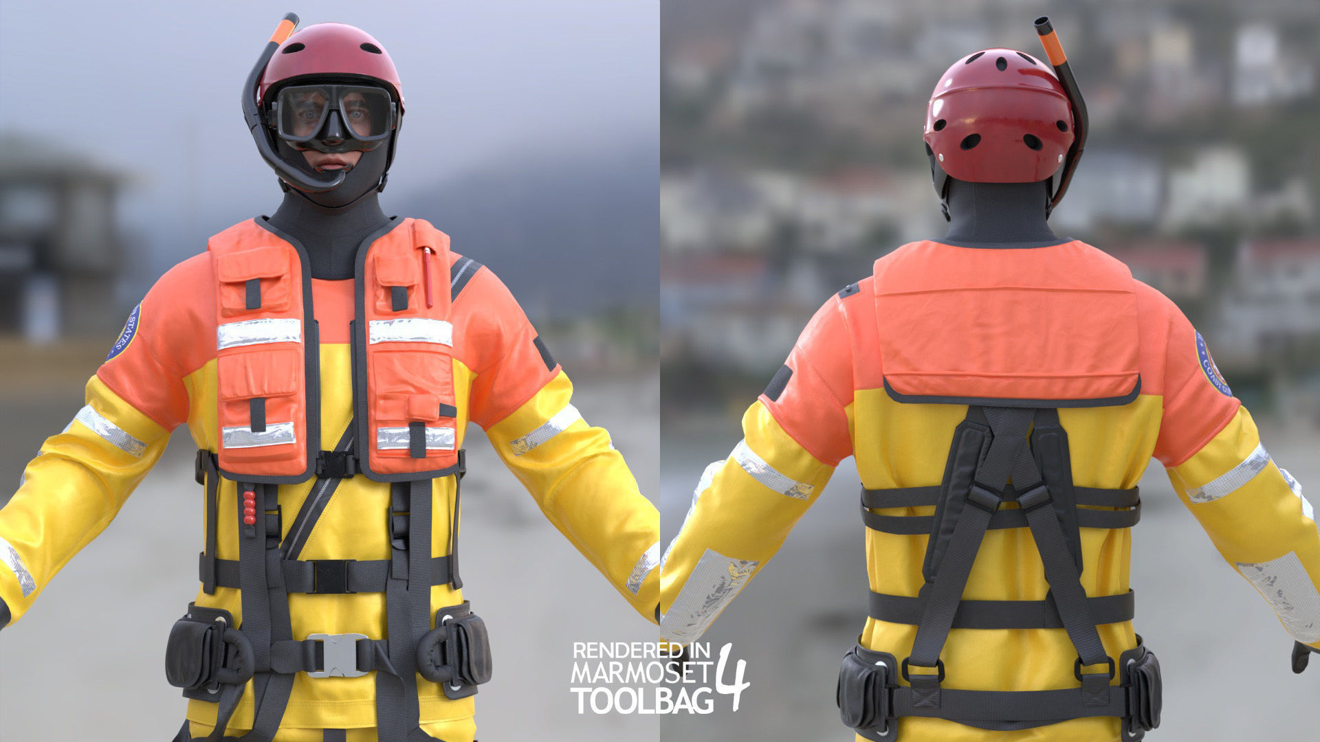 Mens ans Womens Firefighers and Rescuers 3D Model Collection_30