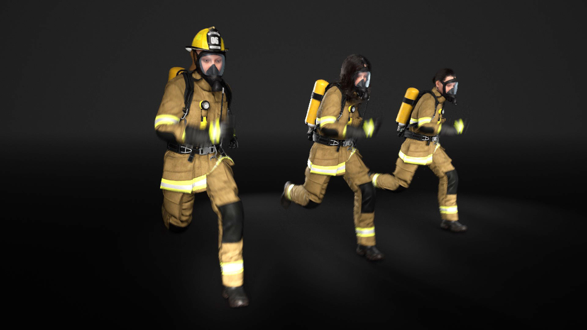 Mens ans Womens Firefighers and Rescuers 3D Model Collection_50