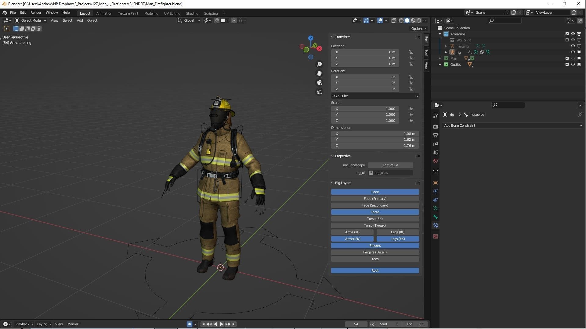 Mens ans Womens Firefighers and Rescuers 3D Model Collection_19