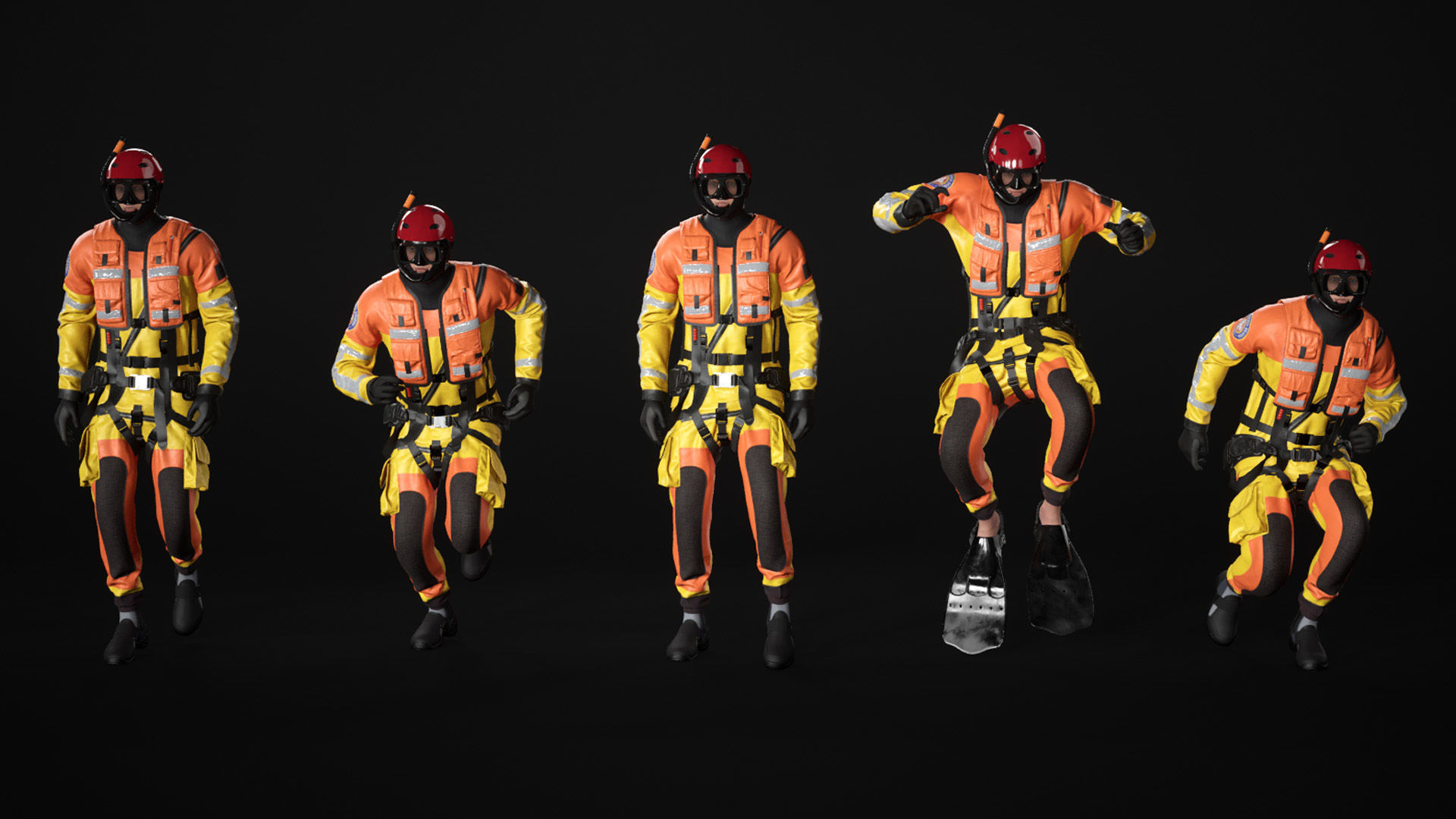 Mens ans Womens Firefighers and Rescuers 3D Model Collection_42