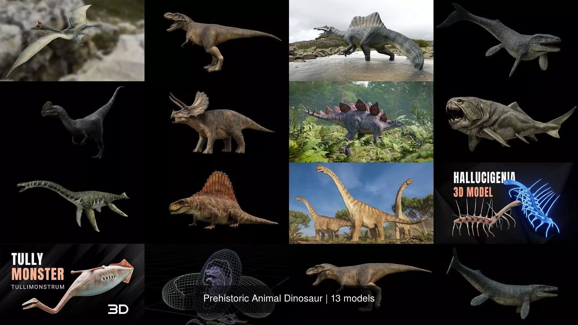 Prehistoric Animal Dinosaur 3D Model Collection_0