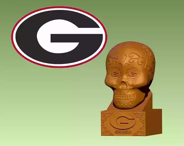 UNIVERSITY OF GEORGIA SUGAR SKULL STATUE - 3D PRINT