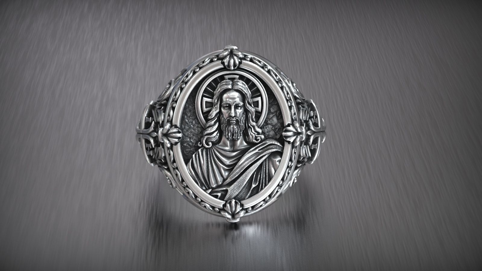 Jesus Christ Cross IHSV Christian Signet 3D print model_5