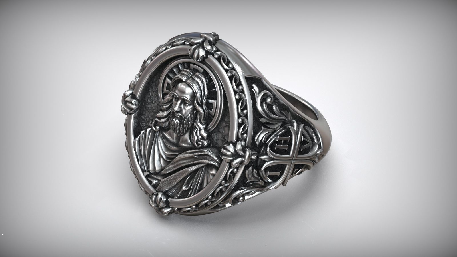 Jesus Christ Cross IHSV Christian Signet 3D print model_2