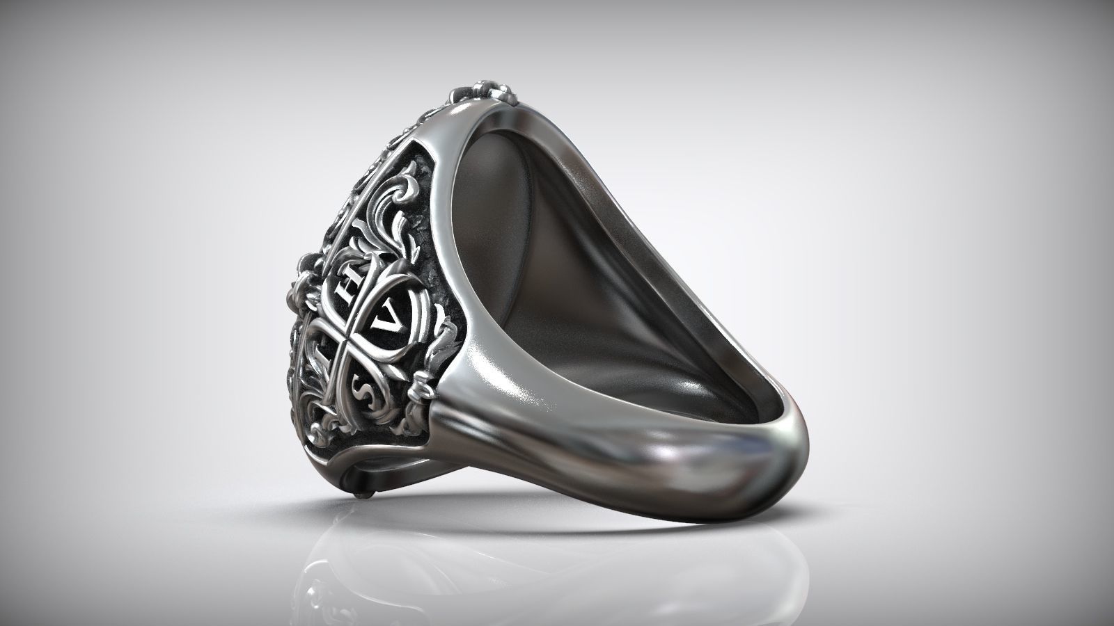 Jesus Christ Cross IHSV Christian Signet 3D print model_4