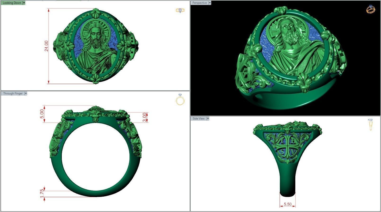 Jesus Christ Cross IHSV Christian Signet 3D print model_6