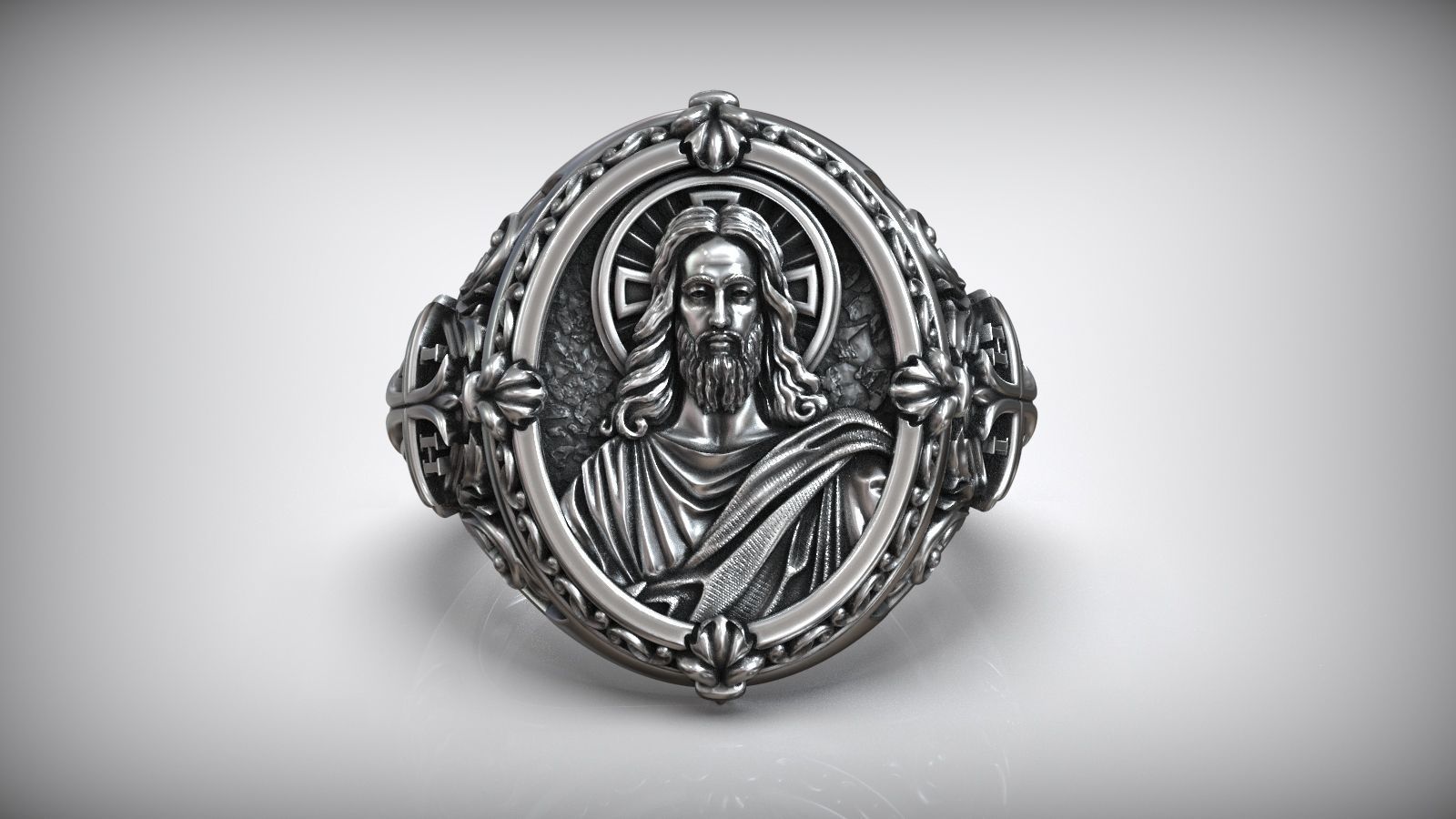 Jesus Christ Cross IHSV Christian Signet 3D print model_1