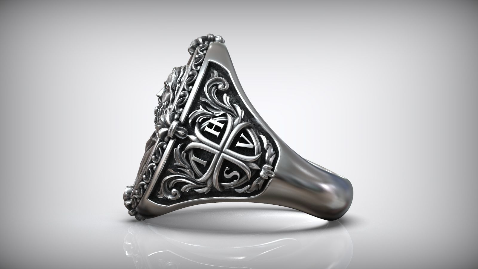 Jesus Christ Cross IHSV Christian Signet 3D print model_3