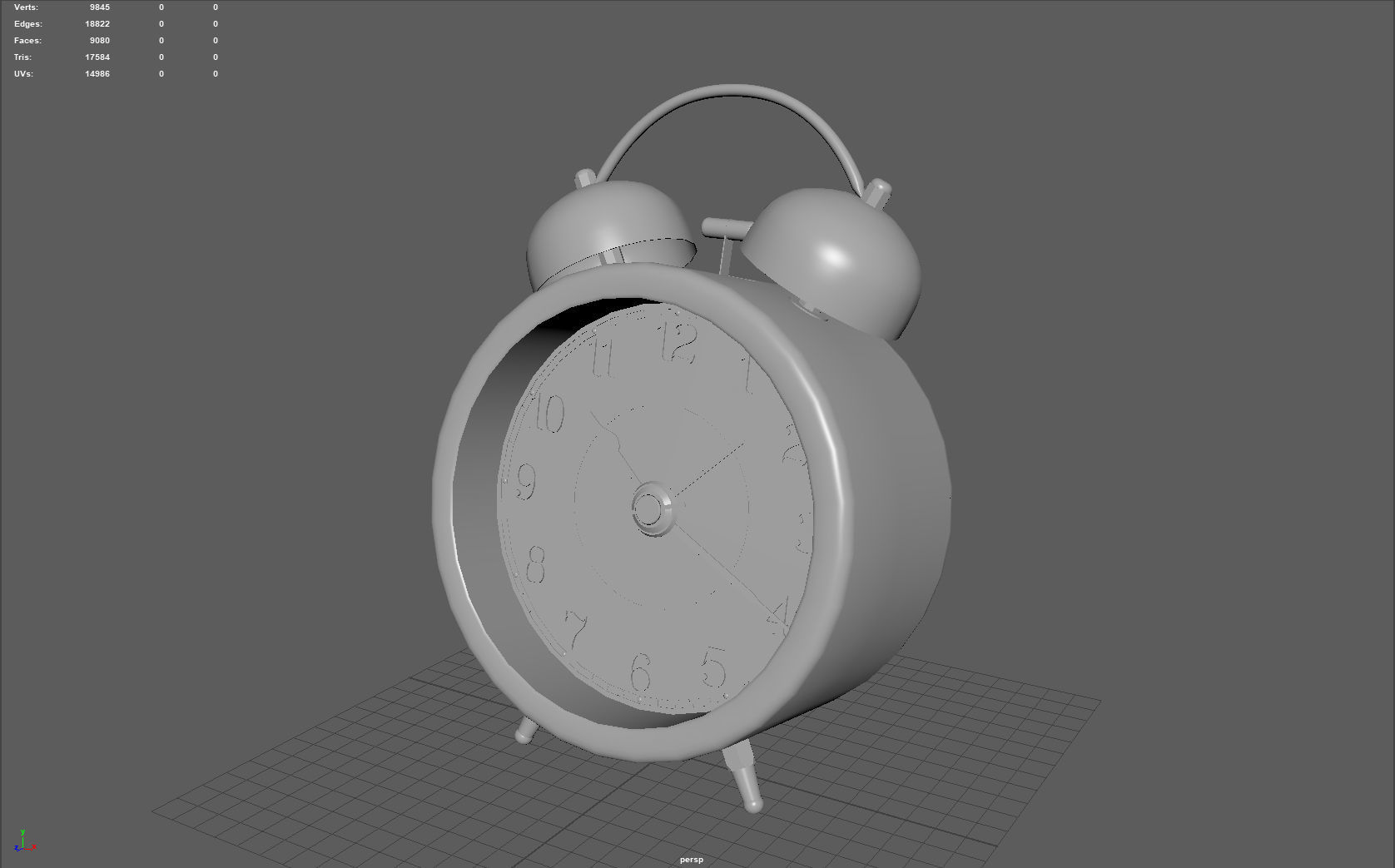 Analog Alarm Clock Low-poly 3D model_7