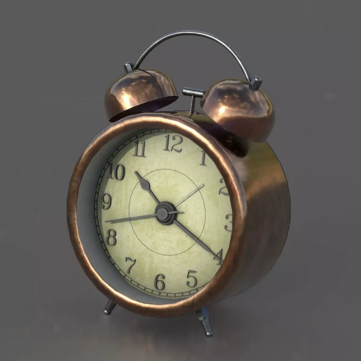 Analog Alarm Clock Low-poly 3D model_0