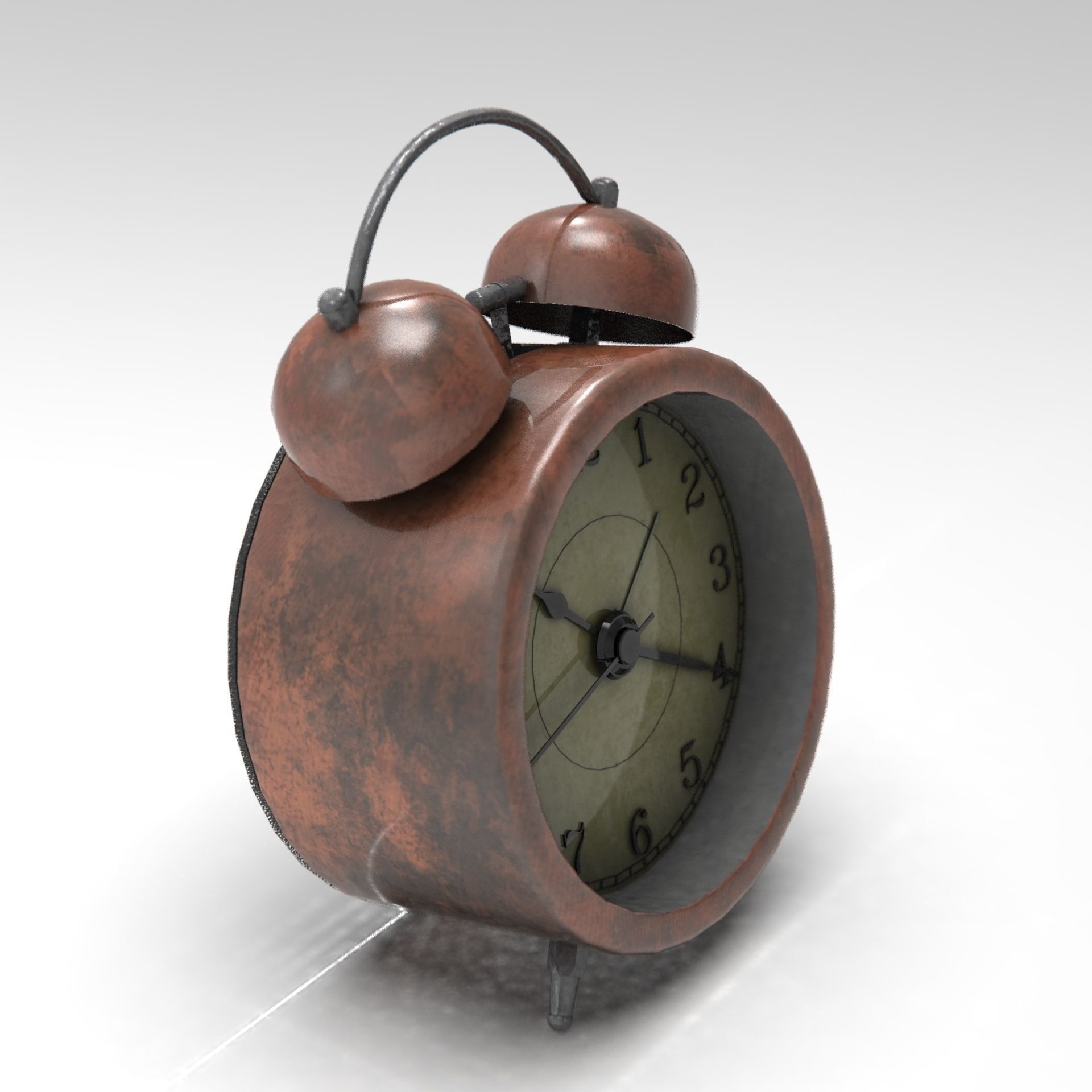 Analog Alarm Clock Low-poly 3D model_17