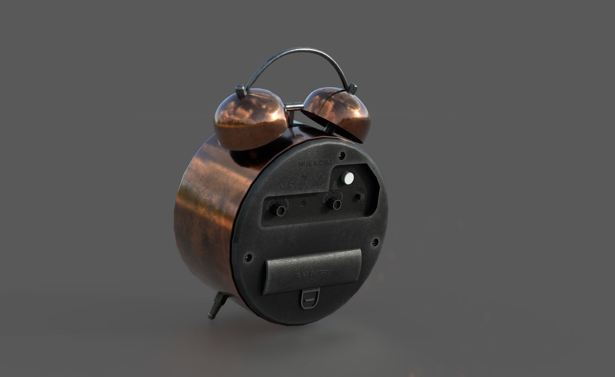 Analog Alarm Clock Low-poly 3D model_3