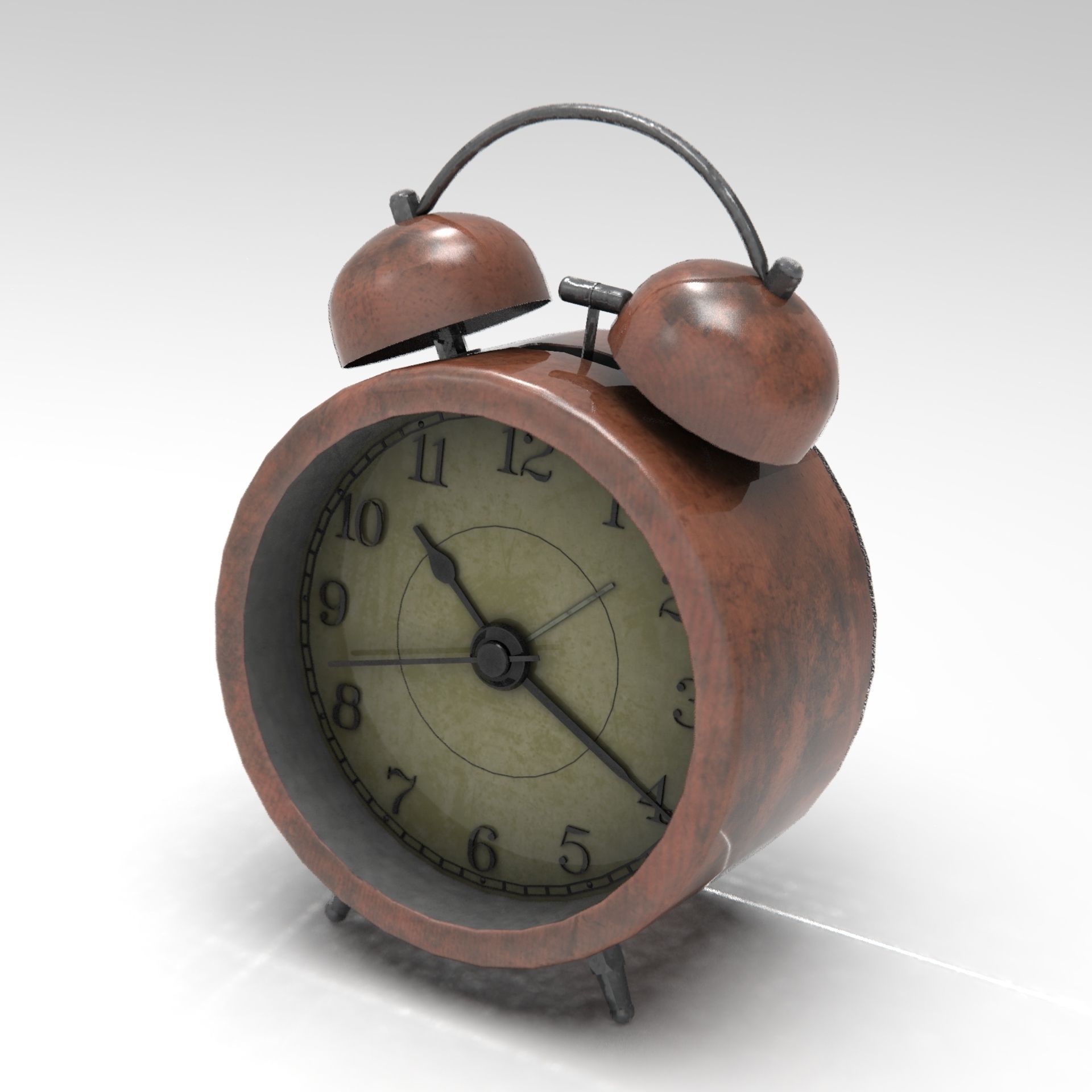 Analog Alarm Clock Low-poly 3D model_12