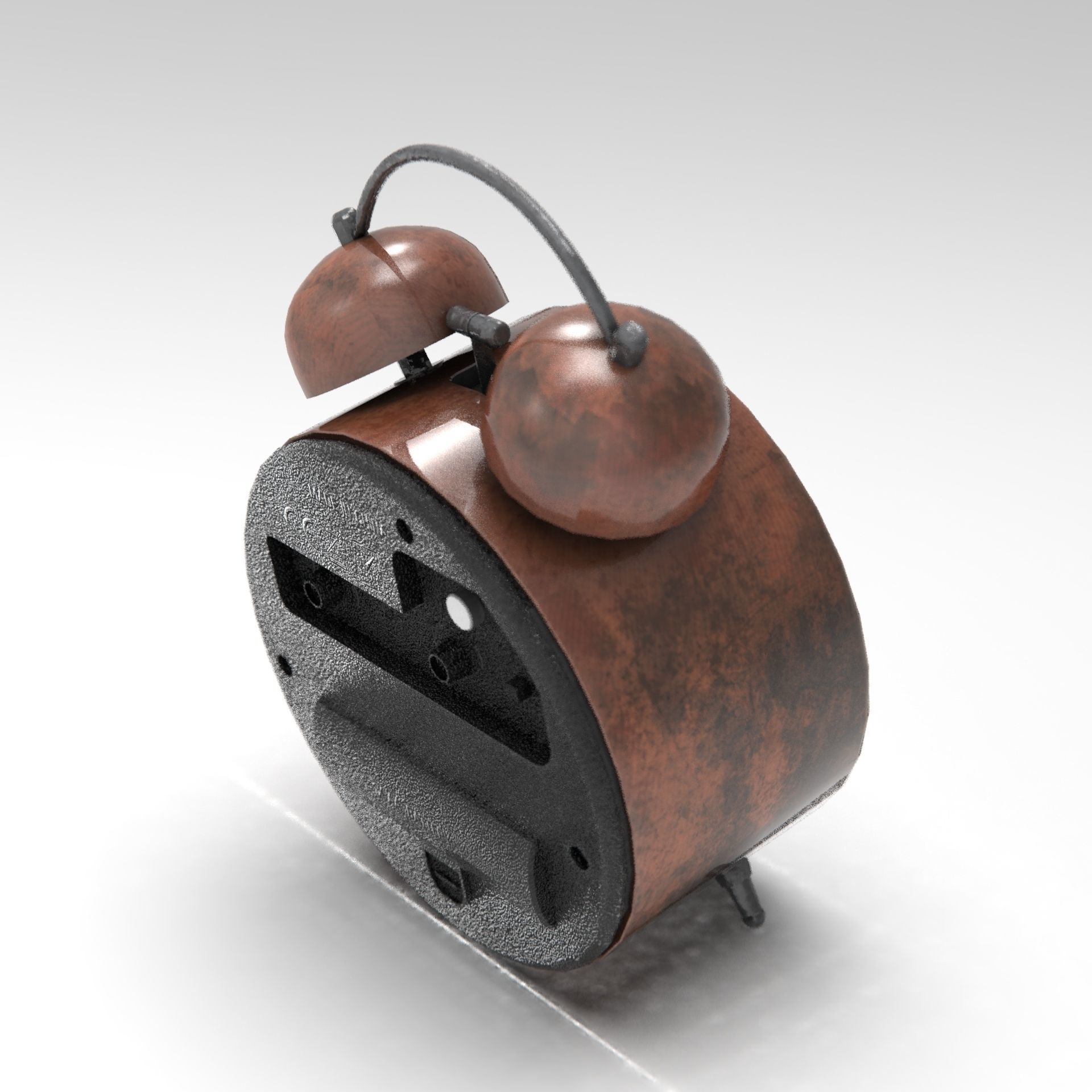 Analog Alarm Clock Low-poly 3D model_16