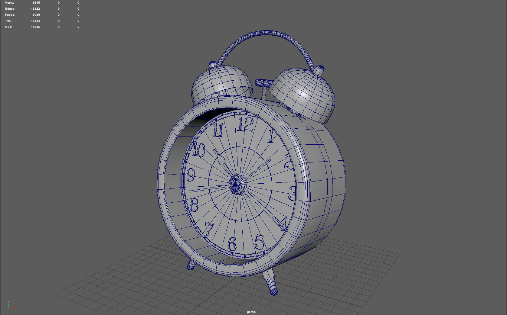 Analog Alarm Clock Low-poly 3D model_8