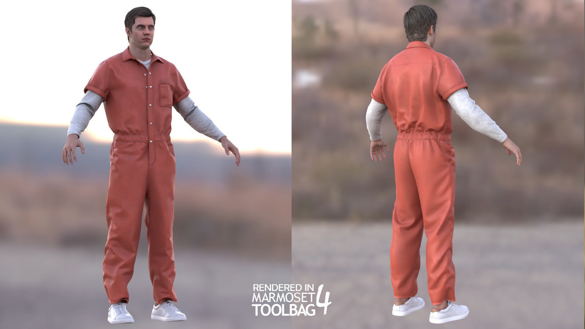 Mens and Womens Prisoner and Agent outfits 3D Model Collection_19