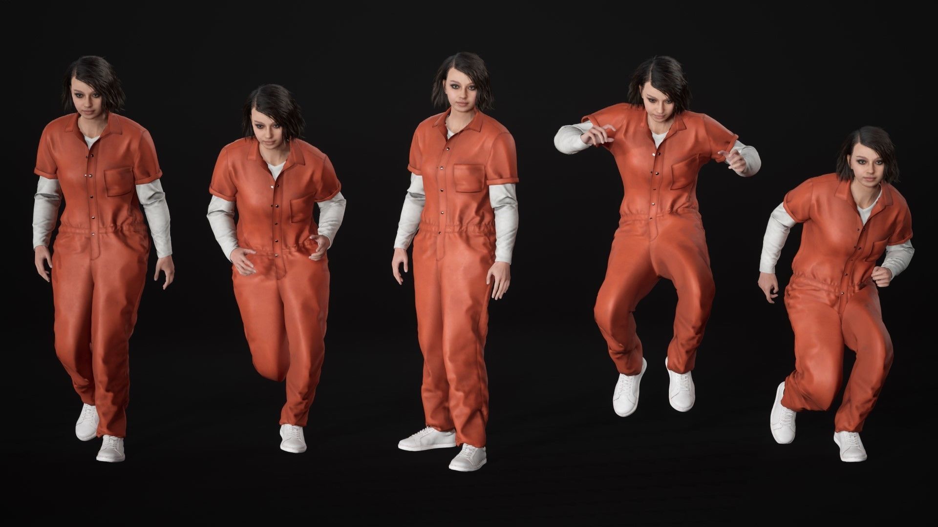 Mens and Womens Prisoner and Agent outfits 3D Model Collection_42