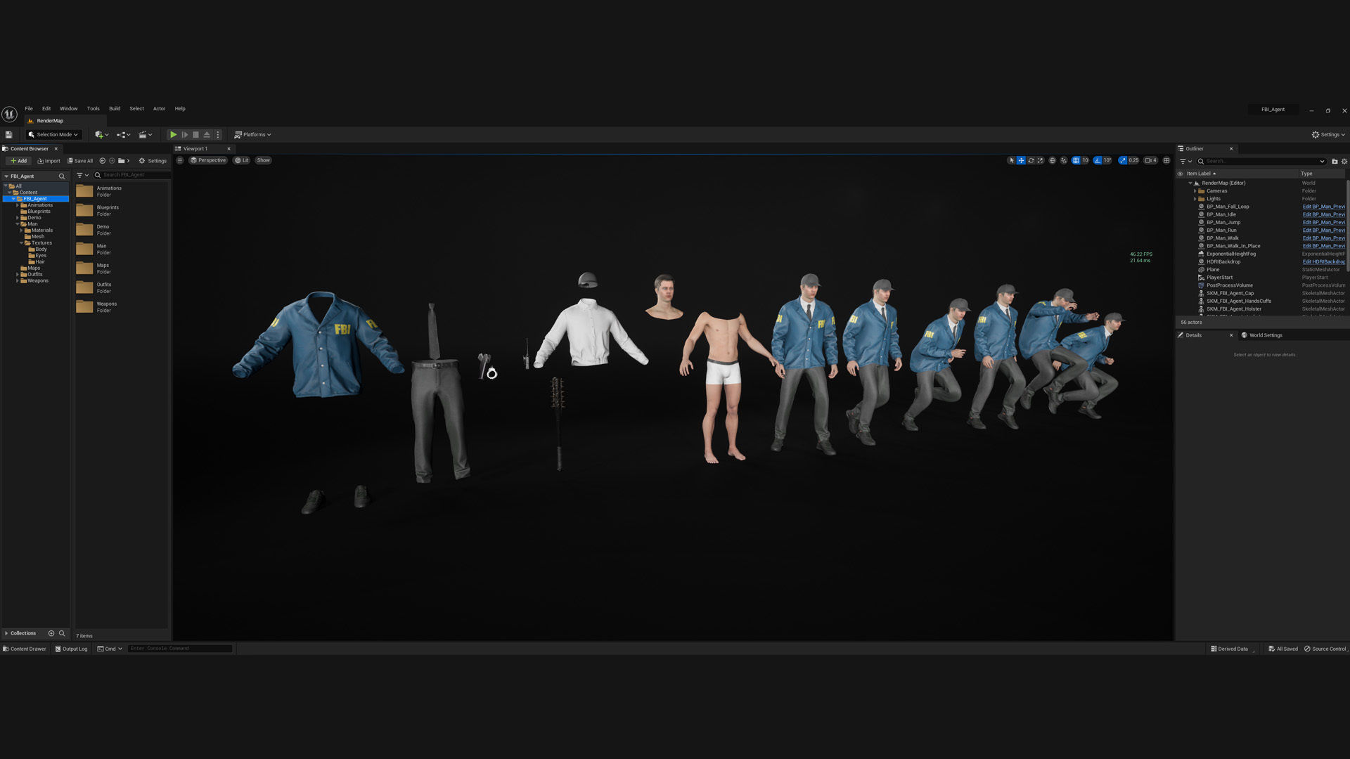 Mens and Womens Prisoner and Agent outfits 3D Model Collection_24