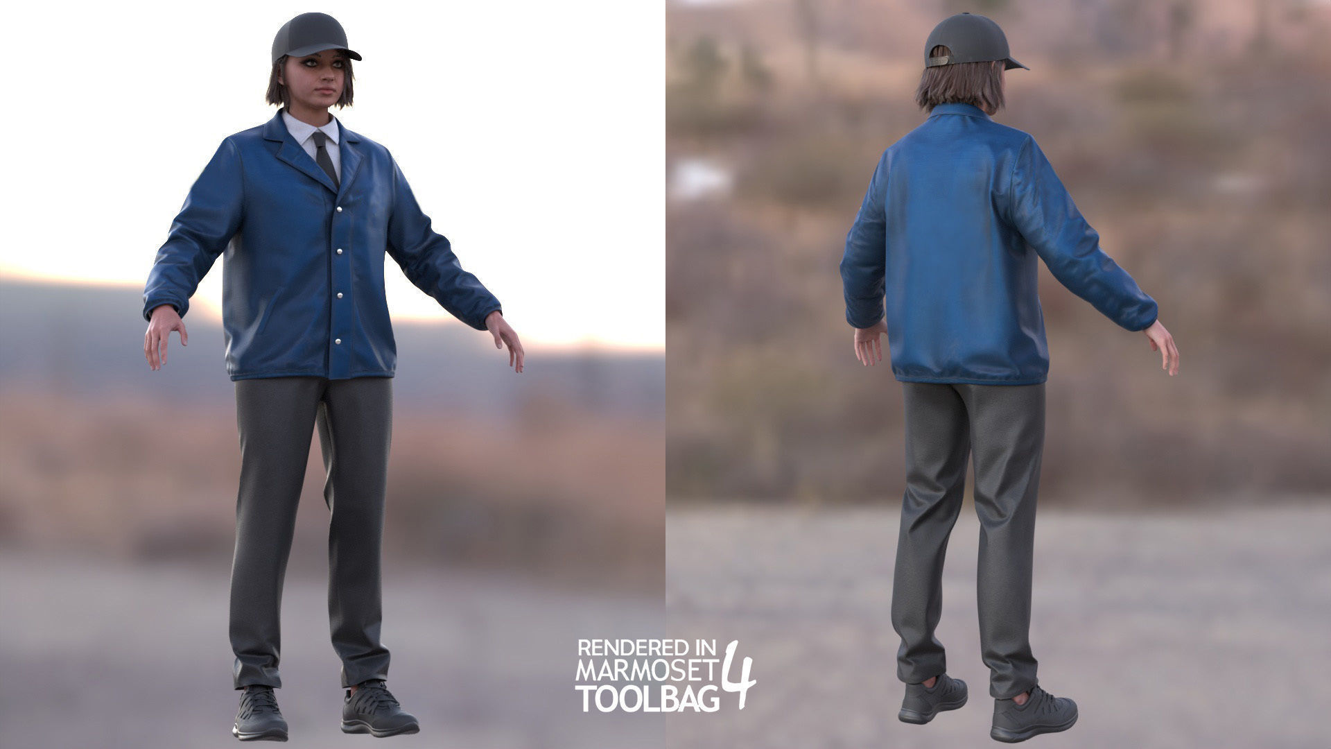 Mens and Womens Prisoner and Agent outfits 3D Model Collection_18