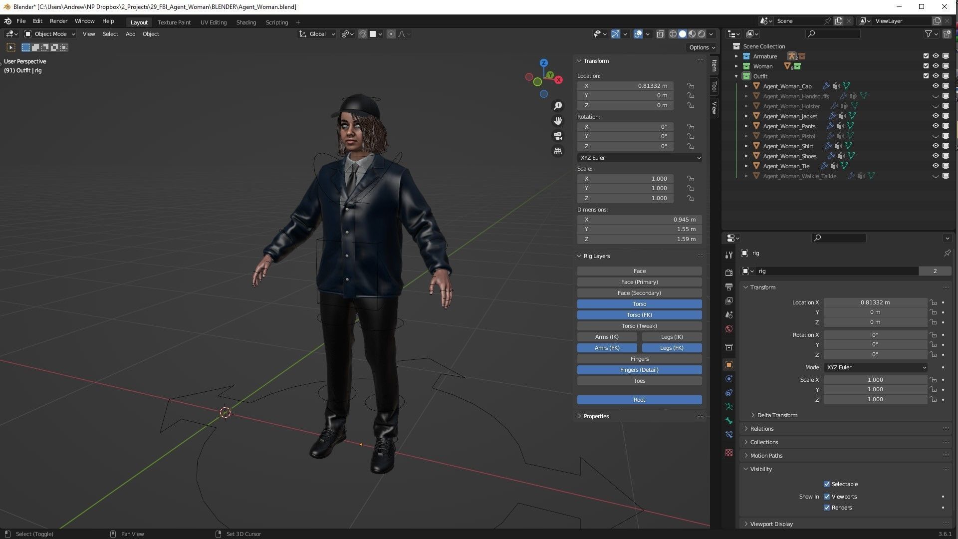 Mens and Womens Prisoner and Agent outfits 3D Model Collection_14