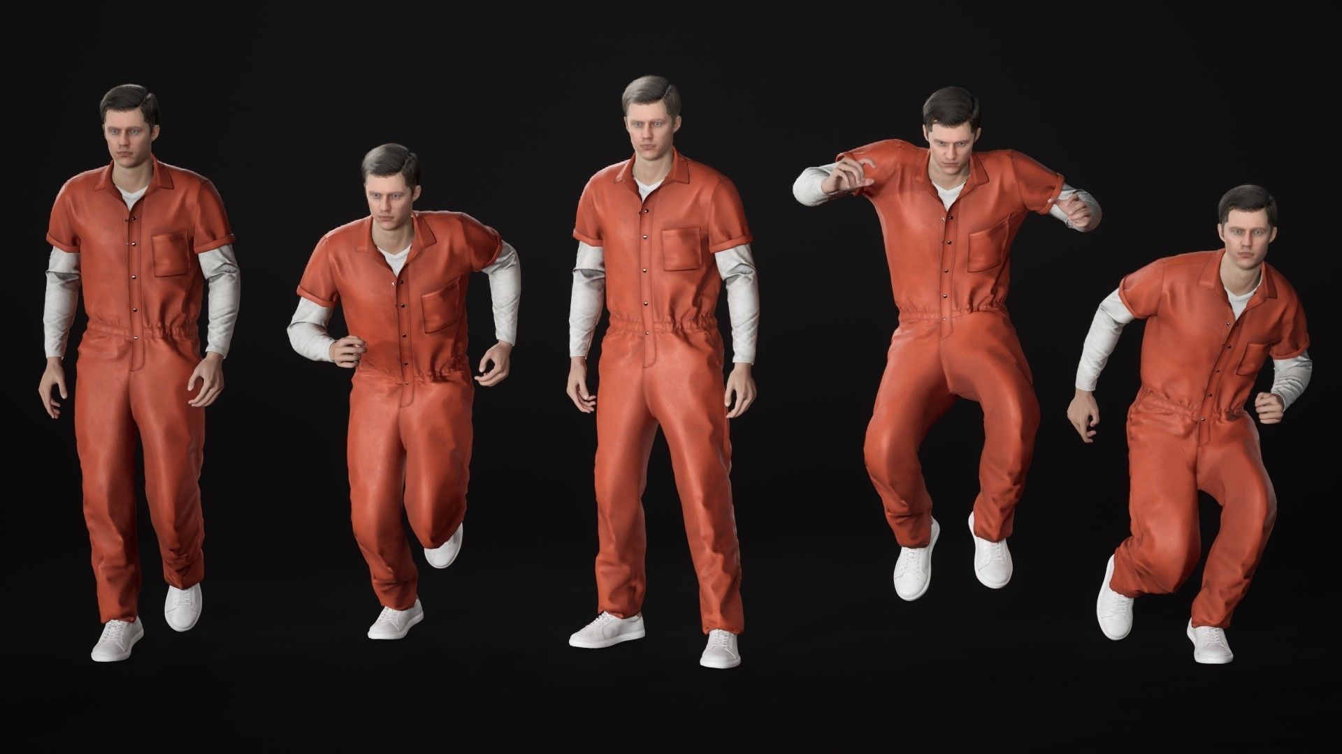 Mens and Womens Prisoner and Agent outfits 3D Model Collection_49