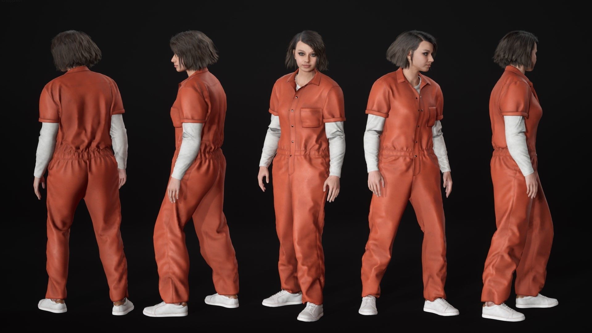 Mens and Womens Prisoner and Agent outfits 3D Model Collection_43