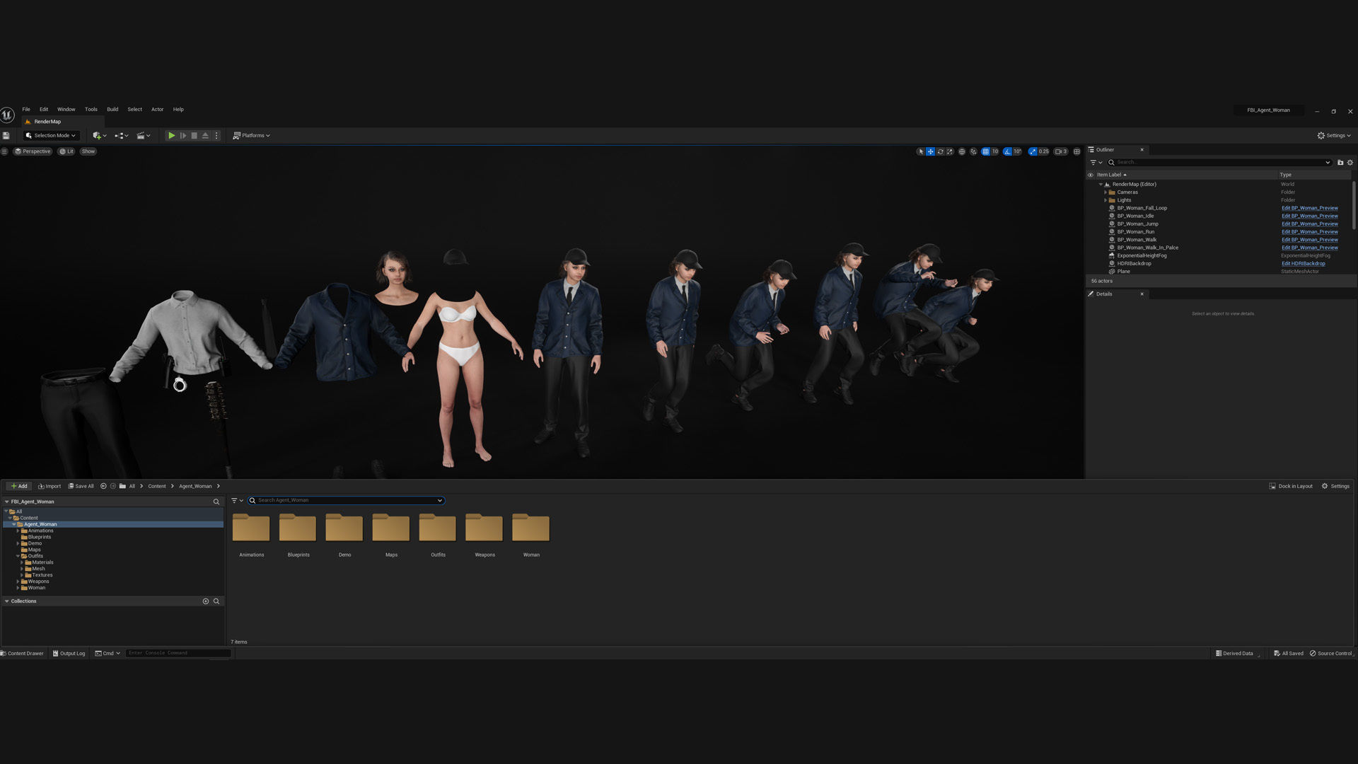 Mens and Womens Prisoner and Agent outfits 3D Model Collection_21