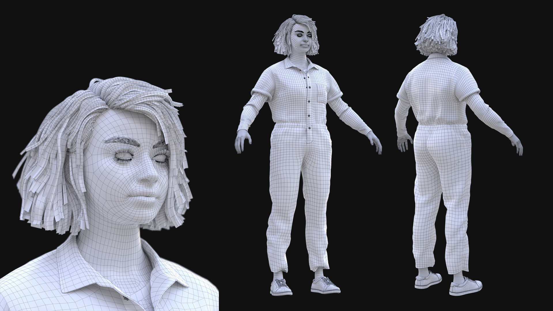 Mens and Womens Prisoner and Agent outfits 3D Model Collection_35