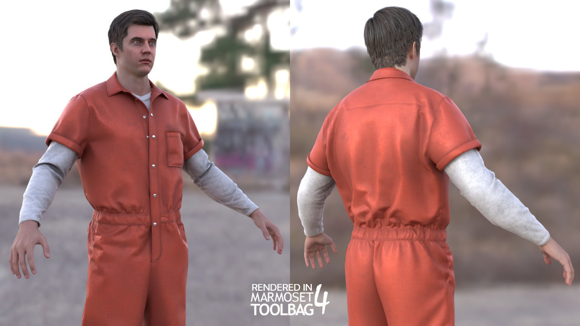 Mens and Womens Prisoner and Agent outfits 3D Model Collection_10